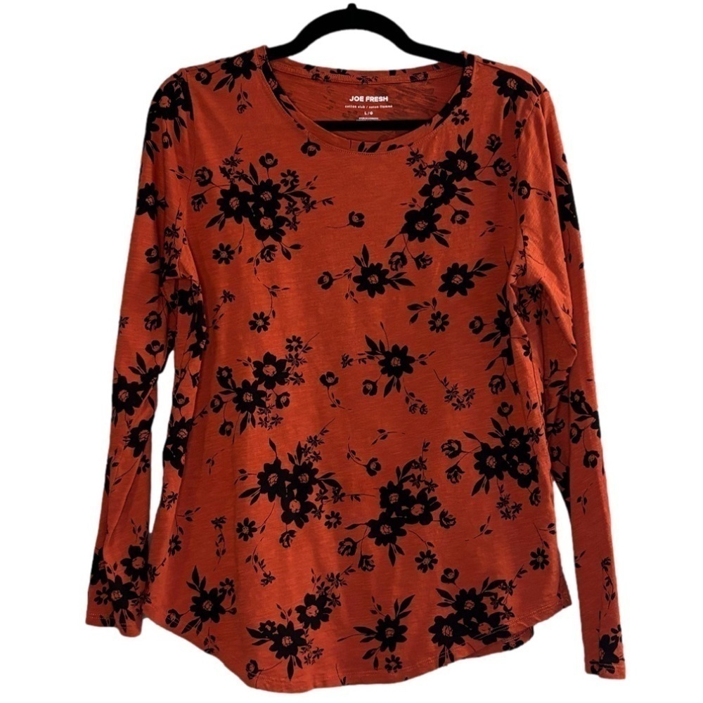 Joe Fresh Orange Floral Shirt - Size Large - Picture 5 of 6